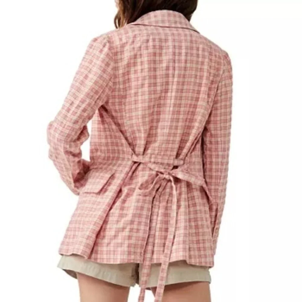 Free People Olivia Pink Gingham Blazer NWT